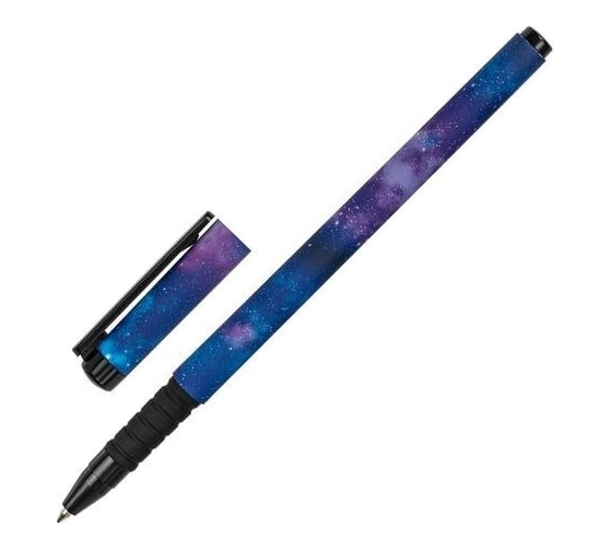 Шариковая ручка BRAUBERG SOFT TOUCH GRIP SPACE синяя, мягкое покрытие, узел 0.7 мм 143714 1