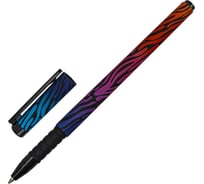 Шариковая ручка BRAUBERG SOFT TOUCH GRIP NEON ZEBRA синяя, мягкое покрытие, узел 0.7 мм 143721