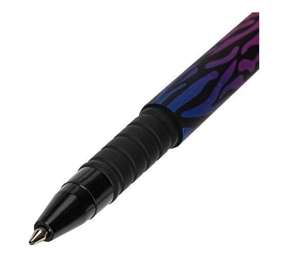 Шариковая ручка BRAUBERG SOFT TOUCH GRIP NEON ZEBRA синяя, мягкое покрытие, узел 0.7 мм 143721