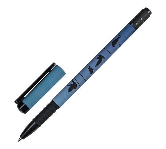 Шариковая ручка BRAUBERG SOFT TOUCH GRIP NIGHT CITY синяя, мягкое покрытие, узел 0.7 мм 143712