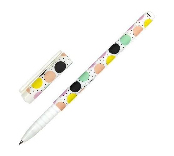 Шариковая ручка BRAUBERG SOFT TOUCH GRIP DOTS синяя, мягкое покрытие, ассорти, узел 0.7 мм 143722