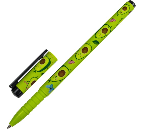 Шариковая ручка BRAUBERG SOFT TOUCH GRIP AVOCADO синяя, мягкое покрытие, узел 0.7 мм 143716