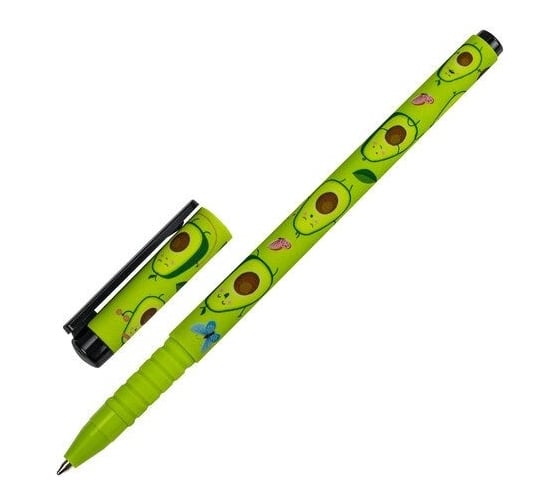Шариковая ручка BRAUBERG SOFT TOUCH GRIP AVOCADO синяя, мягкое покрытие, узел 0.7 мм 143716