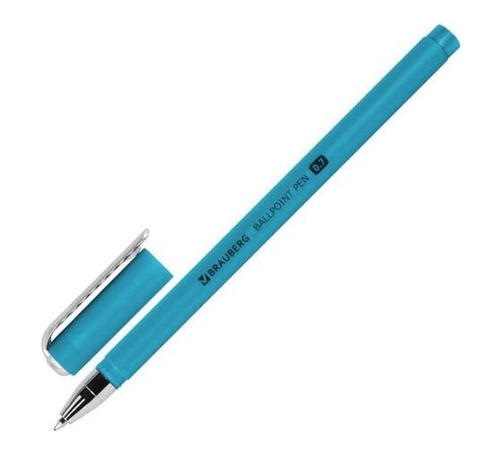 Шариковая ручка BRAUBERG SOFT TOUCH STICK METALLIC синяя, мягкое покрытие, ассорти, 0.7 мм 143699