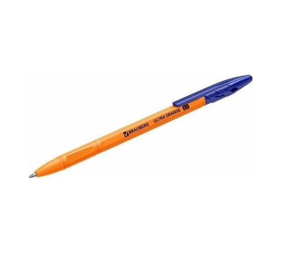 Шариковые ручки BRAUBERG Ultra Orange синие, набор 10 штук, корпус оранжевый, узел 0.7 мм 143571