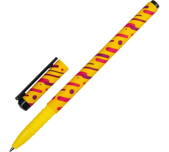 Шариковая ручка BRAUBERG SOFT TOUCH GRIP LINES синяя, мягкое покрытие, узел 0.7 мм 143724