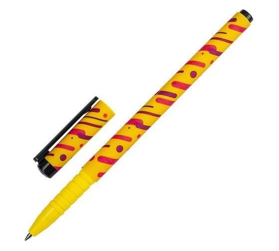 Шариковая ручка BRAUBERG SOFT TOUCH GRIP LINES синяя, мягкое покрытие, узел 0.7 мм 143724