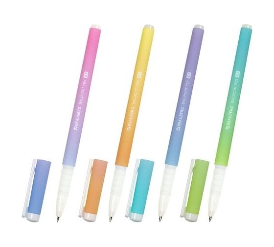 Шариковая ручка BRAUBERG SOFT TOUCH GRIP GRADIENT PASTEL синяя, мягкое покрытие, ассорти, 0.7 мм 143711