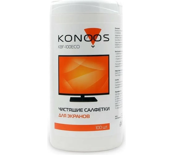 Салфетки для ЖК-экранов Konoos в банке 100 шт. KBF-100ECO