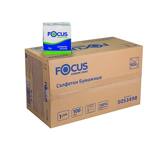 Бумажная салфетка Focus белая 24x24 см 1 слой 100 шт в упаковке 24 Н-5053498n