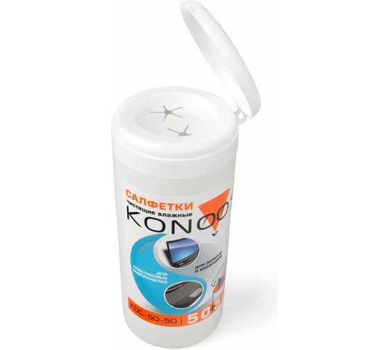 Комбинированные салфетки для экранов Konoos для пластика, в банке, 100 шт KDC-50-50