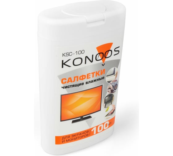Салфетки для экранов Konoos в компактной банке, 100 шт KSC-100