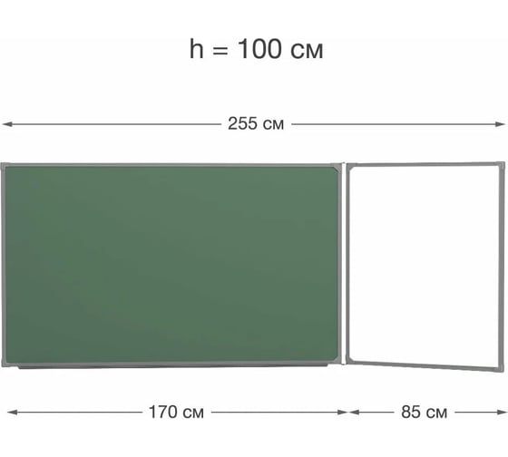 Двухэлементная магнитно-комбинированная доска BoardSYS створка справа, 100x255 30ДЭ-255Кпр