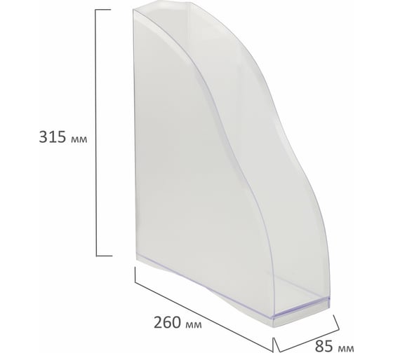 Вертикальный лоток для бумаг BRAUBERG Cosmo 260х85х315 мм, прозрачный 237008