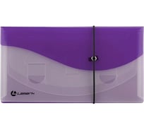 Каскадная папка Lamark на резинке, 4 отделения, 0.4 мм, DL, прозрачная/лиловая TF0405-LL