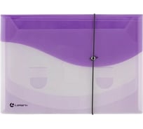 Каскадная папка Lamark на резинке, 4 отделения, 0.4 мм, А4 прозрачная/лиловая TF0404-LL