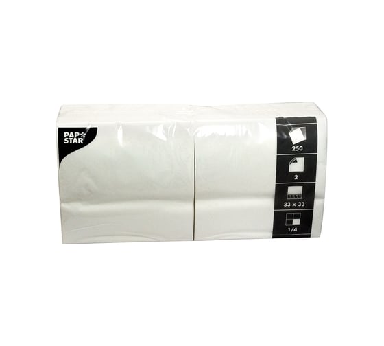 Бумажная салфетка PapStar белая 33x33 см двухслойная 250 шт в упаковке 17999 PS-14486 1