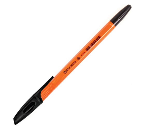 Шариковая ручка BRAUBERG X-333 Orange, черная, корпус оранжевый, узел 0,7 мм, линия письма 0,35 мм, 142410