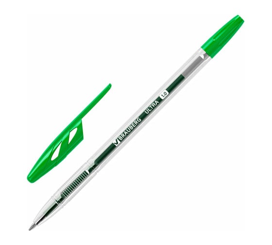 Шариковая ручка BRAUBERG Ultra зеленая, узел 1 мм 143561 1