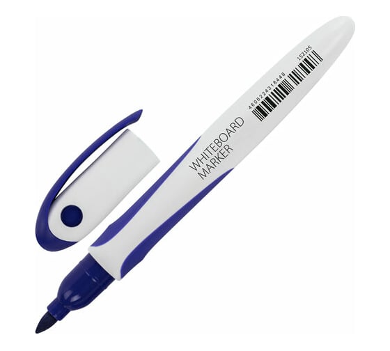 Маркер для белой доски BRAUBERG Soft Lite стираемый, синий, 3 мм, резиновая вставка 152105
