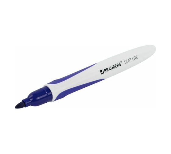 Маркер для белой доски BRAUBERG Soft Lite стираемый, синий, 3 мм, резиновая вставка 152105
