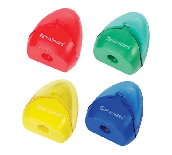 Точилка BRAUBERG Bell с контейнером, пластиковая, конусообразная, цвет корпуса ассорти 226937