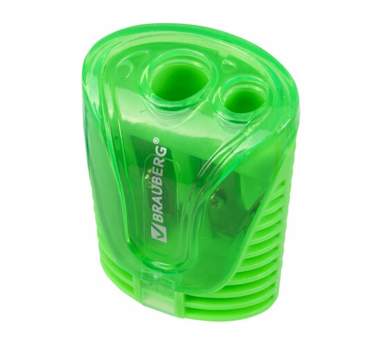 Точилка BRAUBERG Cell Dual 2 отверстия для чернографитных карандашей (в том числе утолщенных), с контейнером, корпус ассорти 228435
