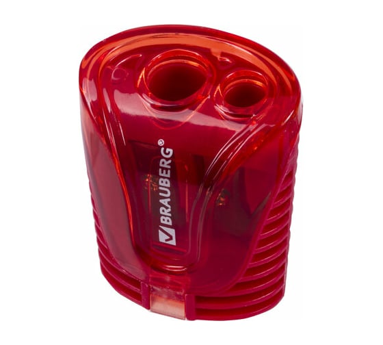 Точилка BRAUBERG Cell Dual 2 отверстия для чернографитных карандашей (в том числе утолщенных), с контейнером, корпус ассорти 228435