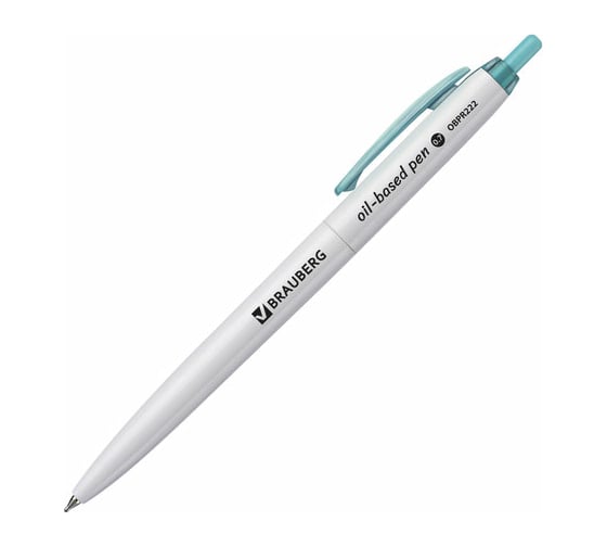 Автоматическая масляная шариковая ручка BRAUBERG Sky White синяя, клип ассорти, узел 0,7 мм, линия письма 0,35 мм 142950