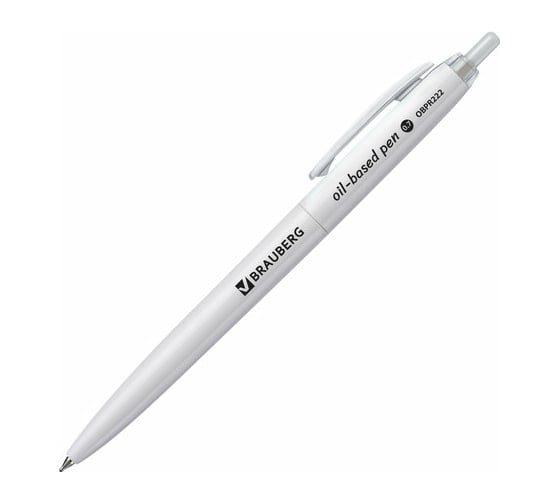 Автоматическая масляная шариковая ручка BRAUBERG Sky White синяя, клип ассорти, узел 0,7 мм, линия письма 0,35 мм 142950