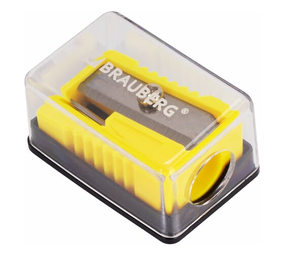Точилка BRAUBERG Assistant Mini с контейнером, пластиковая, корпус ассорти 228458