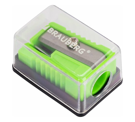 Точилка BRAUBERG Assistant Mini с контейнером, пластиковая, корпус ассорти 228458