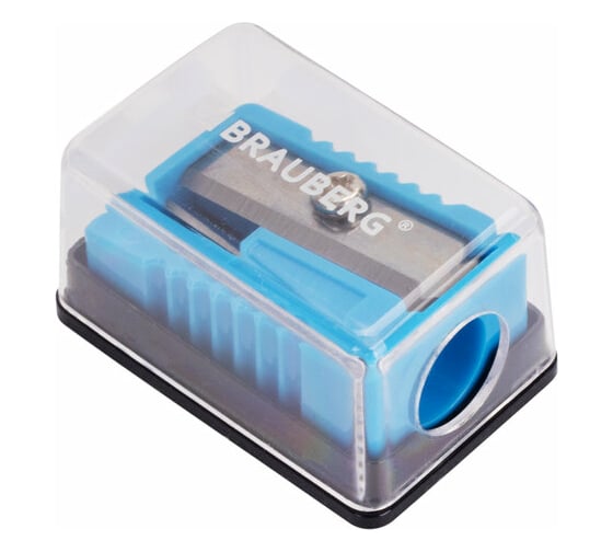 Точилка BRAUBERG Assistant Mini с контейнером, пластиковая, корпус ассорти 228458