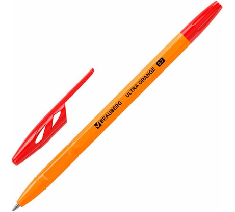 Шариковая ручка Ultra Orange BRAUBERG красная, узел 0,7 мм 50 шт 143564