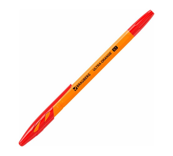 Шариковая ручка BRAUBERG Ultra Orange красная, узел 0,7 мм 143564