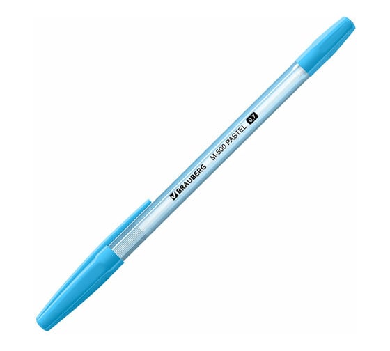 Шариковая ручка BRAUBERG M-500 Pastel синяя, корпус ассорти, узел 0,7 мм, линия письма 0,35 мм 143450