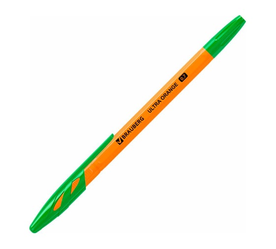 Шариковая ручка BRAUBERG Ultra Orange зеленая, узел 0,7 мм 143565