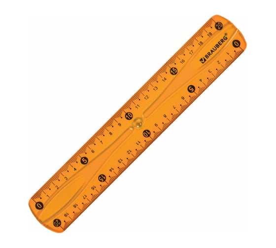 Пластиковая линейка BRAUBERG Flex гибкая, 20 см, ассорти, европодвес 210674