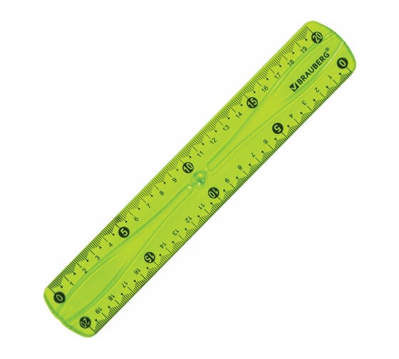 Пластиковая линейка BRAUBERG Flex гибкая, 20 см, ассорти, европодвес 210674
