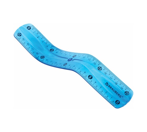 Пластиковая линейка BRAUBERG Flex гибкая, 20 см, ассорти, европодвес 210674