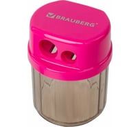 Точилка BRAUBERG Drum Dual 2 отверстия для чернографитных карандашей (в том числе утолщенных), с контейнером, корпус ассорти 228436
