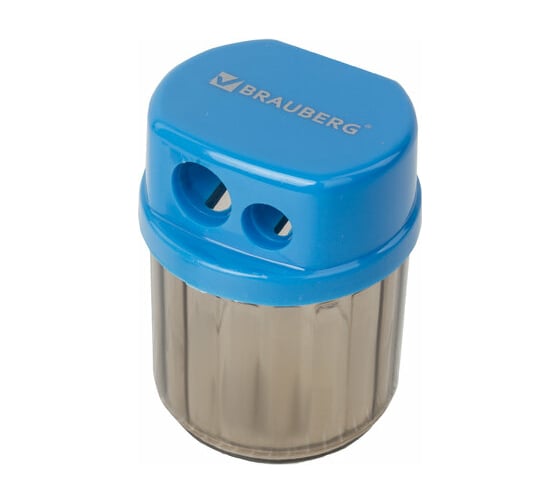 Точилка BRAUBERG Drum Dual 2 отверстия для чернографитных карандашей (в том числе утолщенных), с контейнером, корпус ассорти 228436