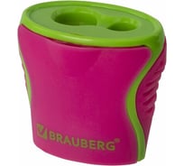 Точилка BRAUBERG Mix Dual 2 отверстия для чернографитных карандашей (в том числе утолщенных), с контейнером, корпус ассорти 228449