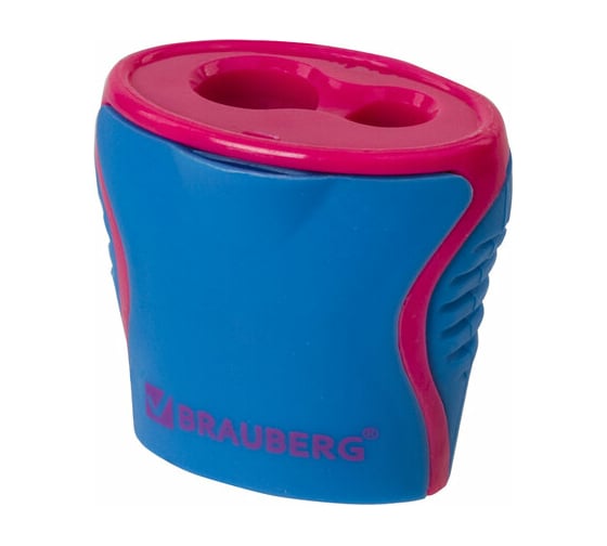 Точилка BRAUBERG Mix Dual 2 отверстия для чернографитных карандашей (в том числе утолщенных), с контейнером, корпус ассорти 228449
