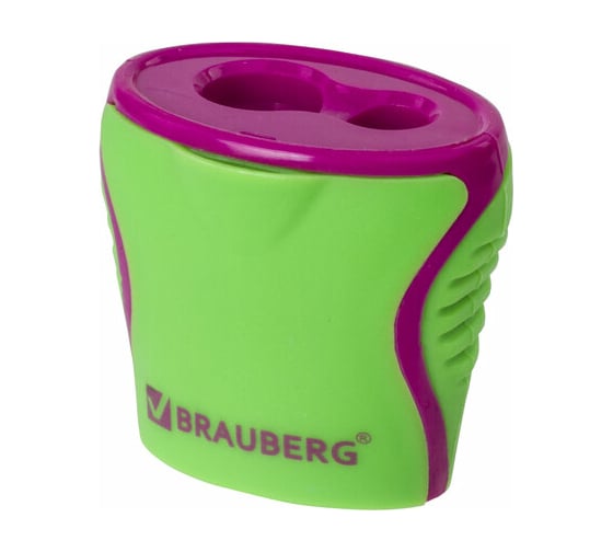 Точилка BRAUBERG Mix Dual 2 отверстия для чернографитных карандашей (в том числе утолщенных), с контейнером, корпус ассорти 228449