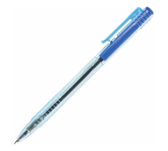 Автоматическая масляная шариковая ручка BRAUBERG Click Blue синяя, тонированный корпус, узел 1 мм, линия письма 0,5 мм 142712