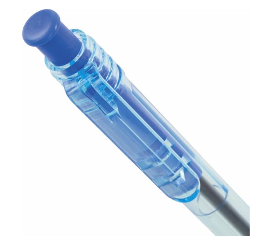 Автоматическая масляная шариковая ручка BRAUBERG Click Blue синяя, тонированный корпус, узел 1 мм, линия письма 0,5 мм 142712