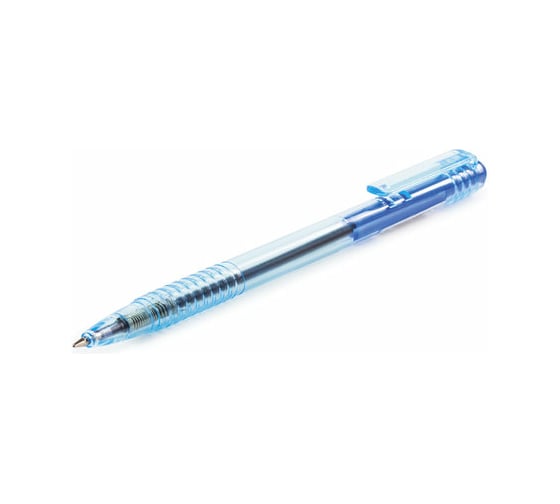 Автоматическая масляная шариковая ручка BRAUBERG Click Blue синяя, тонированный корпус, узел 1 мм, линия письма 0,5 мм 142712