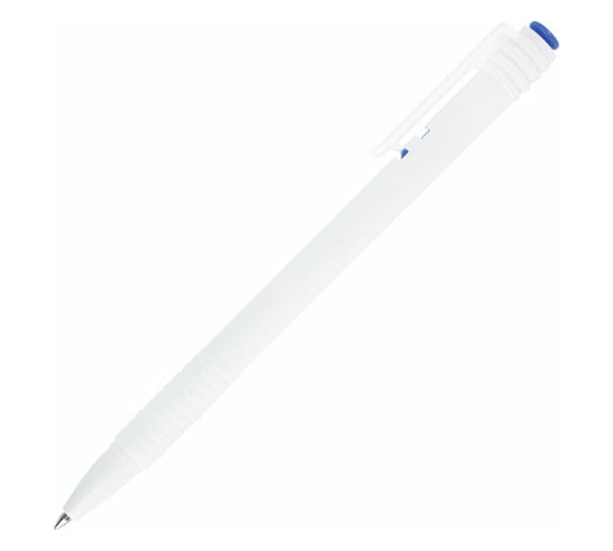 Автоматическая масляная шариковая ручка BRAUBERG Click White синяя, корпус белый, узел 1 мм, линия письма 0,5 мм 142713