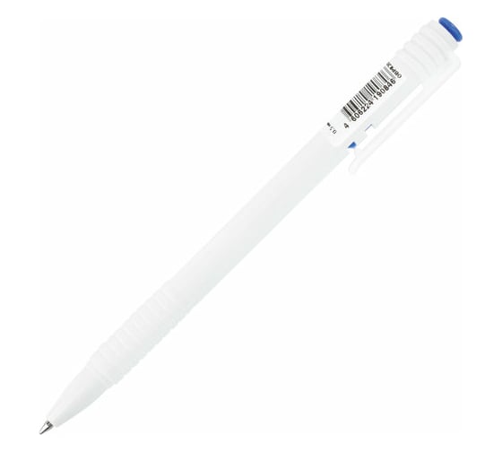 Автоматическая масляная шариковая ручка BRAUBERG Click White синяя, корпус белый, узел 1 мм, линия письма 0,5 мм 142713